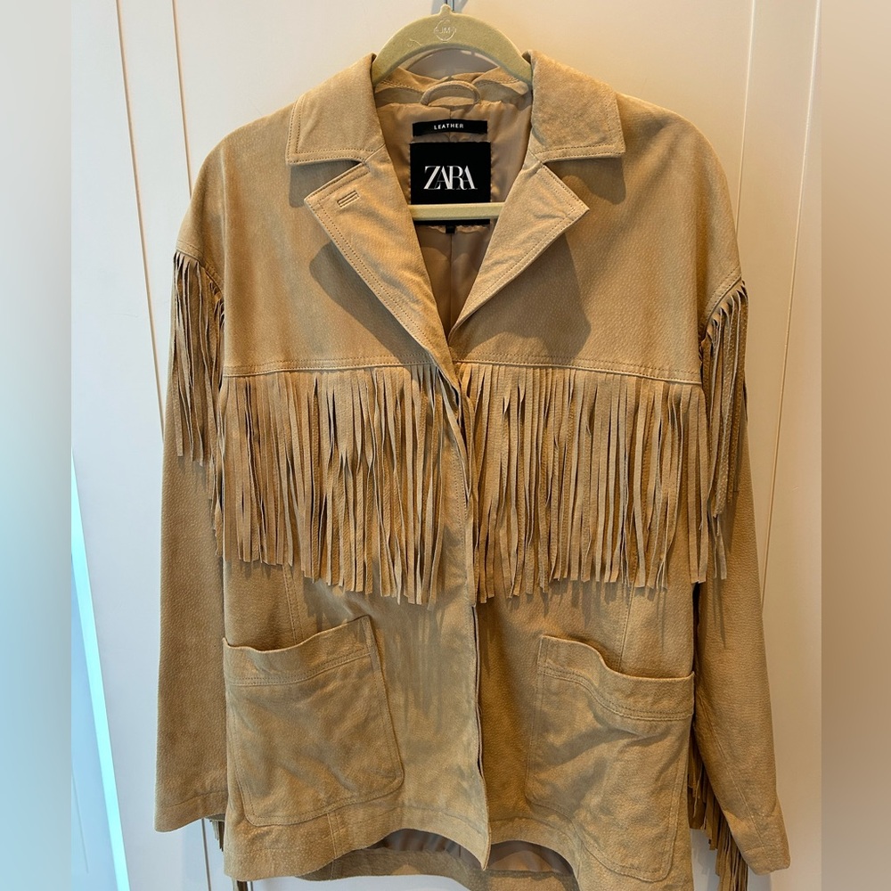 Zara suede fringe jacket